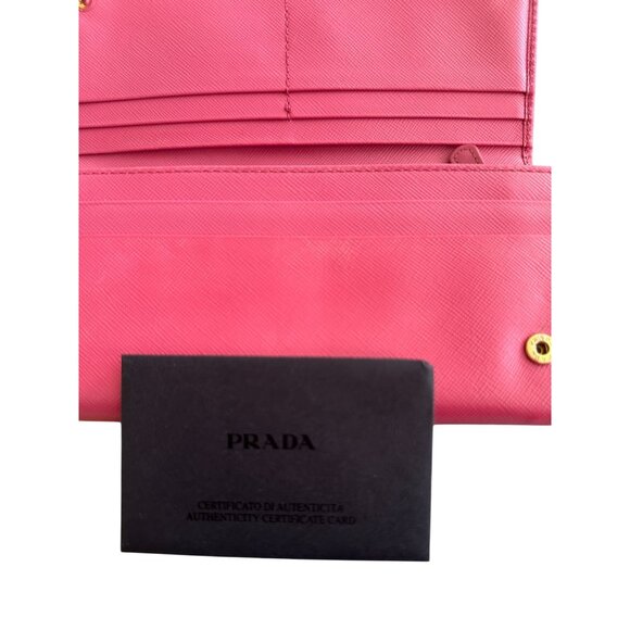 PRADA Pink Geranio Saffiano Leather Clutch Long Wallet - Picture 6 of 8